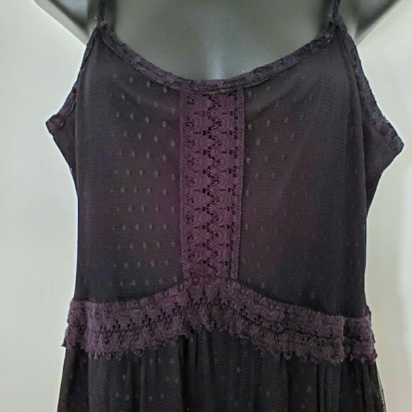 Whimsigoth Black Lace Swiss Dot Sheer Maxi Dress Forever 21 Size M Dark Coquette - Picture 3 of 11
